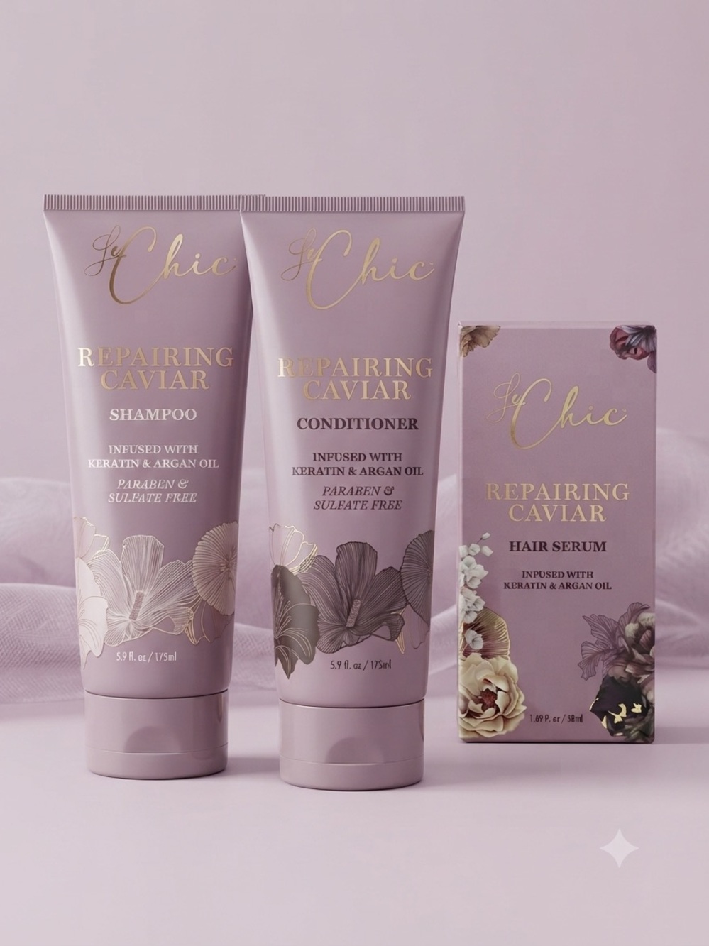 Le Chic Repairing Caviar Luxury Hair Care Trio Bundle - NIB / Sealed